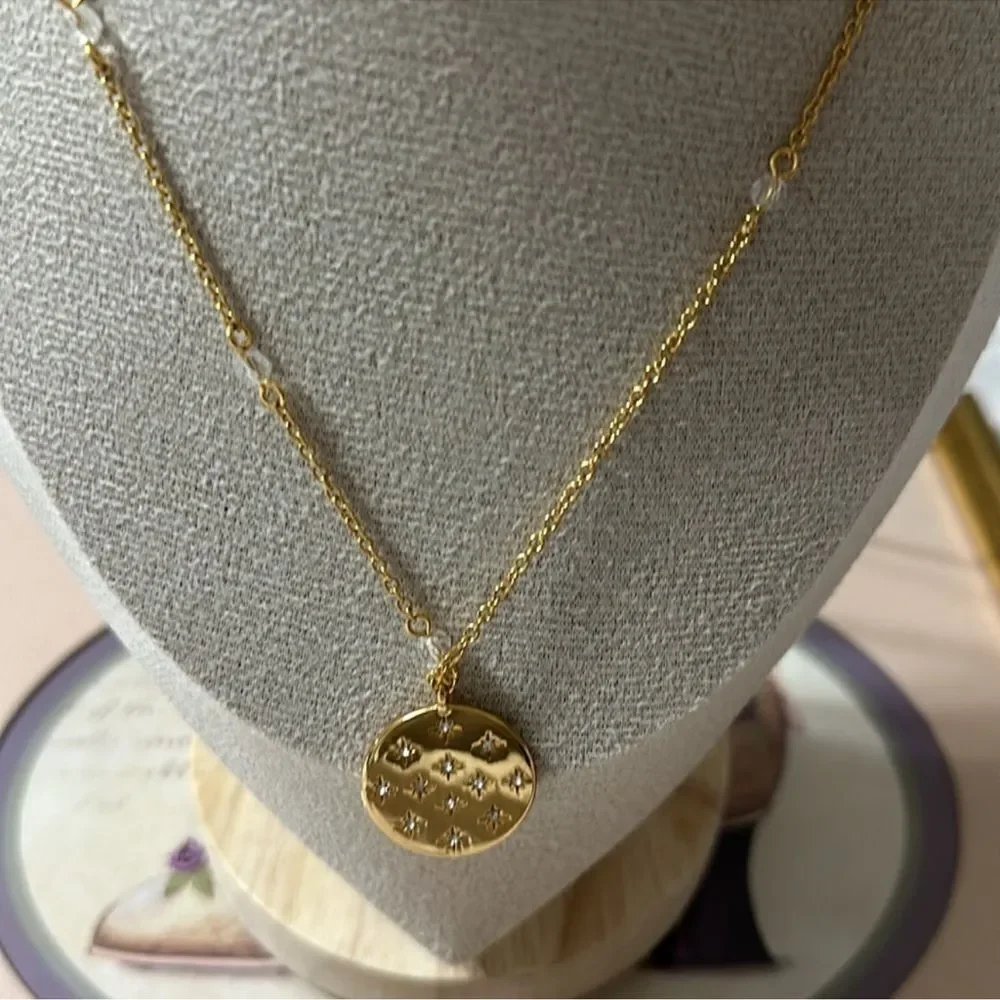 J.Crew Double Strand Hold Tone Beaded Sparkles This is My Lucky Charm Necklace